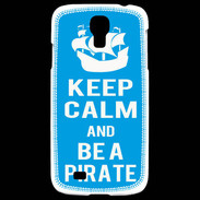 Coque Samsung Galaxy S4 Keep Calm Be a Pirate Cyan