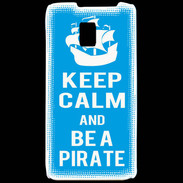 Coque LG P990 Keep Calm Be a Pirate Cyan