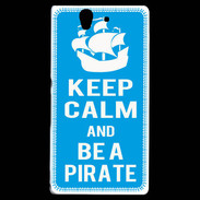 Coque Sony Xperia Z Keep Calm Be a Pirate Cyan