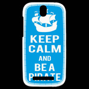 Coque HTC One SV Keep Calm Be a Pirate Cyan