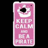 Coque HTC One Keep Calm Be a Pirate Rose