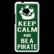 Coque HTC One Keep Calm Be a Pirate Vert
