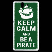 Coque Sony Xperia Z Keep Calm Be a Pirate Vert