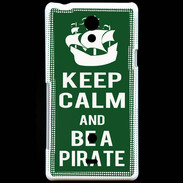 Coque Sony Xperia T Keep Calm Be a Pirate Vert