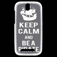 Coque HTC One SV Keep Calm Be a Pirate Gris