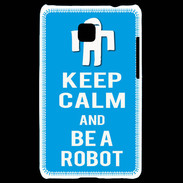 Coque LG Optimus L3 II Keep Calm Be a Robot Cyan
