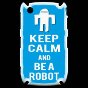 Coque Blackberry 8520 Keep Calm Be a Robot Cyan