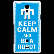 Coque Sony Xperia T Keep Calm Be a Robot Cyan
