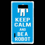 Coque LG Optimus L7 Keep Calm Be a Robot Cyan