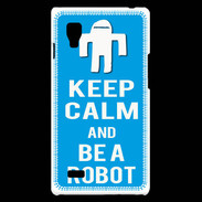 Coque LG Optimus L9 Keep Calm Be a Robot Cyan