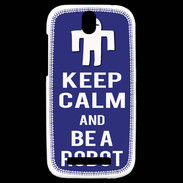 Coque HTC One SV Keep Calm Be a Robot Bleu