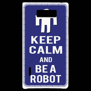 Coque LG Optimus L7 Keep Calm Be a Robot Bleu