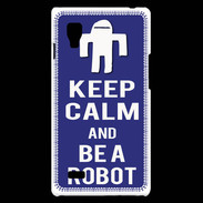 Coque LG Optimus L9 Keep Calm Be a Robot Bleu