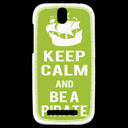 Coque HTC One SV Keep Calm Be a Pirate Vert pomme