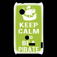 Coque Sony Xperia Typo Keep Calm Be a Pirate Vert pomme