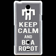 Coque Sony Xperia T Keep Calm Be a Robot Gris