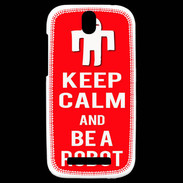 Coque HTC One SV Keep Calm Be a Robot Rouge