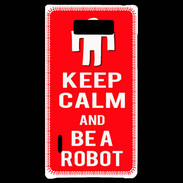 Coque LG Optimus L7 Keep Calm Be a Robot Rouge