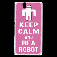 Coque Sony Xperia Z Keep Calm Be a Robot Rose