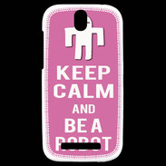 Coque HTC One SV Keep Calm Be a Robot Rose