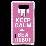 Coque LG Optimus L7 Keep Calm Be a Robot Rose