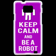 Coque Samsung Galaxy S2 Keep Calm Be a Robot Violet
