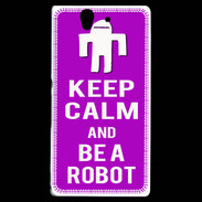 Coque Sony Xperia Z Keep Calm Be a Robot Violet