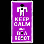 Coque Sony Xperia T Keep Calm Be a Robot Violet