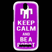 Coque HTC One SV Keep Calm Be a Robot Violet