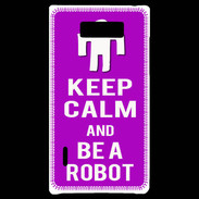 Coque LG Optimus L7 Keep Calm Be a Robot Violet