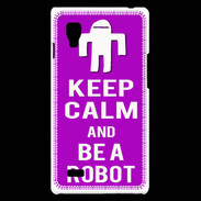 Coque LG Optimus L9 Keep Calm Be a Robot Violet