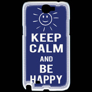 Coque Samsung Galaxy Note 2 Keep Calm Be Happy Bleu
