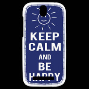 Coque HTC One SV Keep Calm Be Happy Bleu