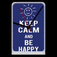 Pendule de bureau Keep Calm Be Happy Bleu