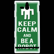 Coque Sony Xperia U Keep Calm Be a Robot Vert