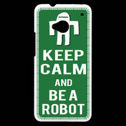 Coque HTC One Keep Calm Be a Robot Vert