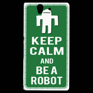 Coque Sony Xperia Z Keep Calm Be a Robot Vert
