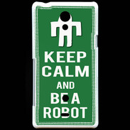 Coque Sony Xperia T Keep Calm Be a Robot Vert