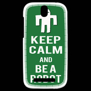 Coque HTC One SV Keep Calm Be a Robot Vert