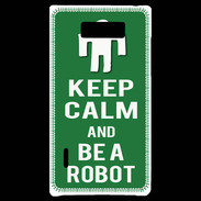 Coque LG Optimus L7 Keep Calm Be a Robot Vert