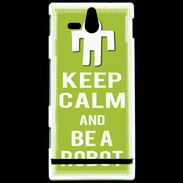 Coque Sony Xperia U Keep Calm Be a Robot Vert pomme