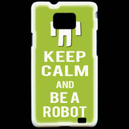 Coque Samsung Galaxy S2 Keep Calm Be a Robot Vert pomme