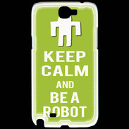 Coque Samsung Galaxy Note 2 Keep Calm Be a Robot Vert pomme