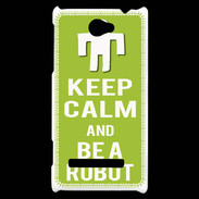 Coque HTC Windows Phone 8S Keep Calm Be a Robot Vert pomme