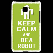 Coque LG Optimus L3 II Keep Calm Be a Robot Vert pomme