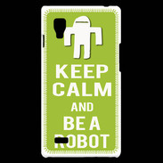 Coque LG Optimus L9 Keep Calm Be a Robot Vert pomme