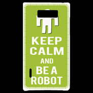 Coque LG Optimus L7 Keep Calm Be a Robot Vert pomme