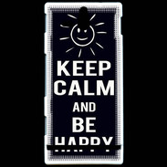 Coque Sony Xperia U Keep Calm Be Happy Noir