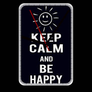 Grande pendule murale Keep Calm Be Happy Noir