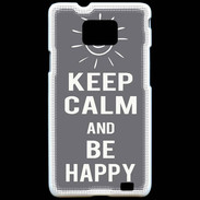 Coque Samsung Galaxy S2 Keep Calm Be Happy Gris